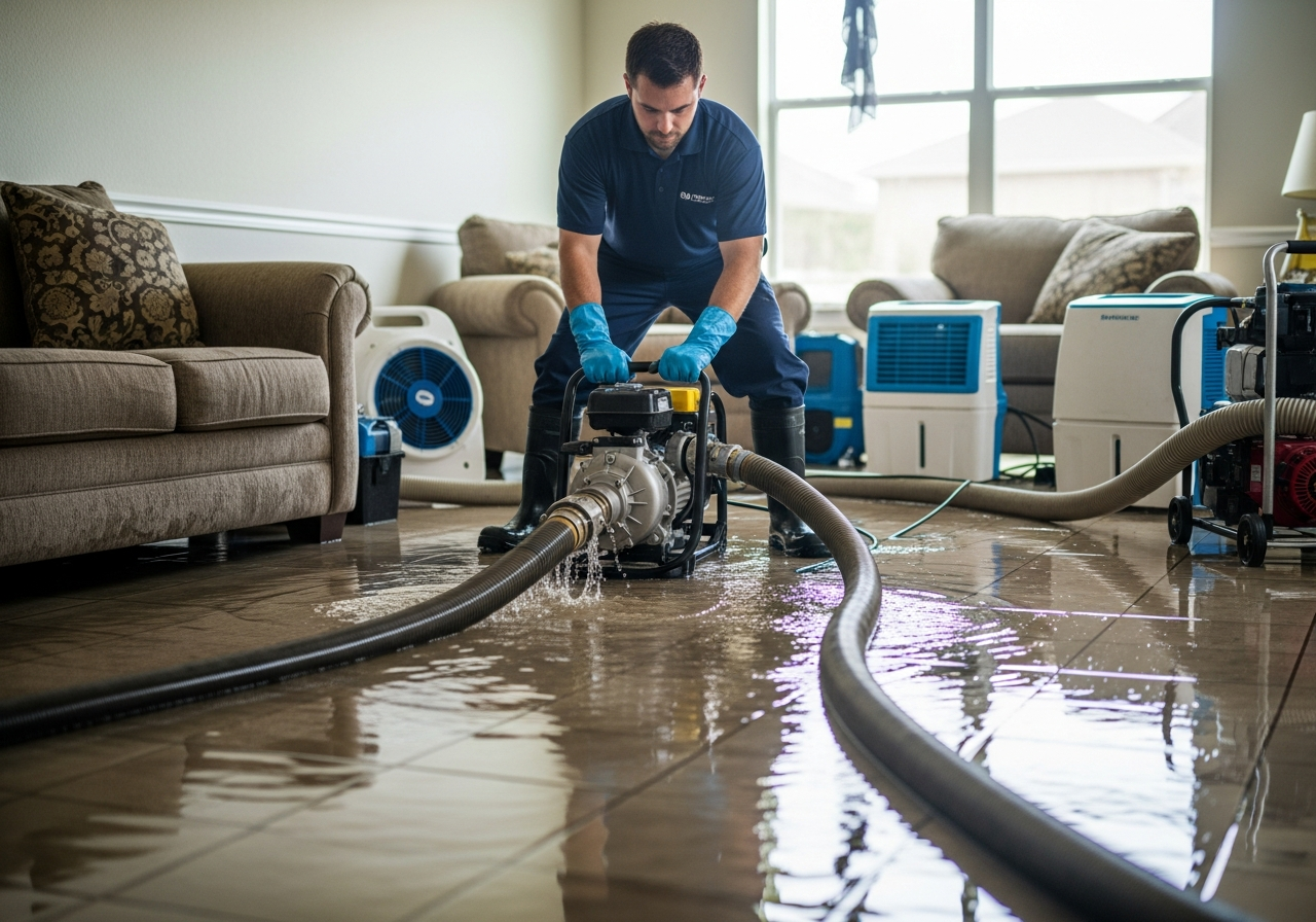 Industrial water extraction from flooded property